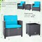 3 Pcs Patio Rattan Furniture Set Cushioned Conversation Set Coffee Table